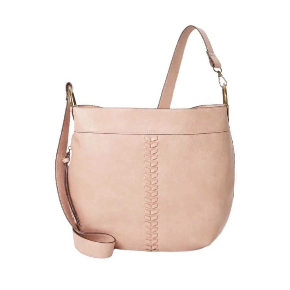 Time and Tru Women's Piper Faux Leather Pink Hobo Handbag/Sling Bag
